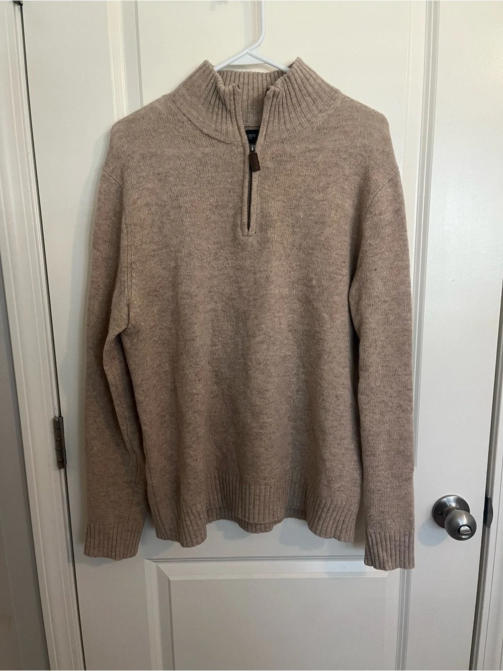 J. Crew Men's Wool Zip-Neck Sweater in Taupe